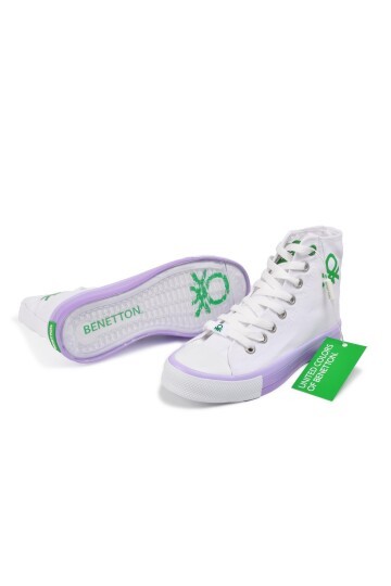 Beyaz-Lila Kadın Spor Ayakkabı Bn-30189 G