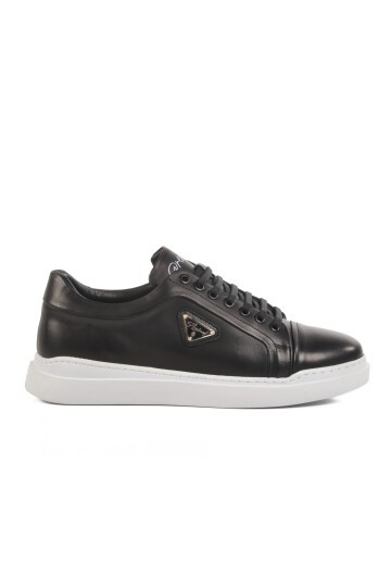Siyah-Beyaz Hakiki Deri Erkek Sneaker Premium 2040 M
