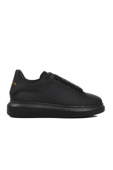 Siyah Hakiki Deri Erkek Sneaker Premium 02028 M