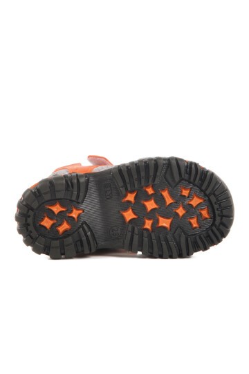 Siyah-Turuncu Ortopedik Taban Erkek Çocuk Sandalet 25T102 B